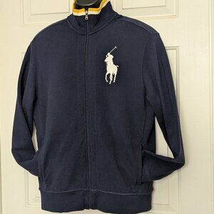 Vintage POLO RALPH LAUREN Men's  Big Pony Logo Full Zip  Sweatshirts Size M Blue